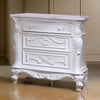 Venta Nightstand with 3 Drawers, 34 Inch, Carved Details, White Solid Wood By Casagear Home