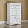 Ryla Tall Dresser Chest 5 Drawers Nickel Metal Handles White Solid Wood By Casagear Home BM319849