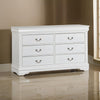 Ryla Wide Dresser Chest 6 Drawers Nickel Metal Handles White Solid Wood By Casagear Home BM319850