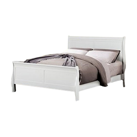 Ryla Full Size Bed, Sleek Modern Panel Headboard Design, White Solid Wood By Casagear Home