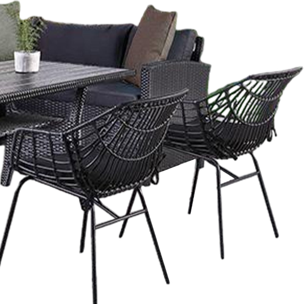 Maria 5pc Outdoor Patio Dining Set Sectional Sofa Table 2 Chairs Black By Casagear Home BM319856