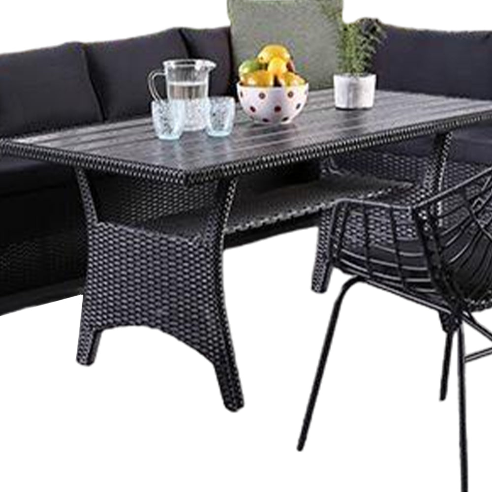 Maria 5pc Outdoor Patio Dining Set Sectional Sofa Table 2 Chairs Black By Casagear Home BM319856