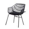 Niya Patio Chair Set of 2, Polyester, Black Steel, Outdoor Rattan Wicker By Casagear Home