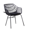 Niya Patio Chair Set of 2, Polyester, Black Steel, Outdoor Rattan Wicker By Casagear Home