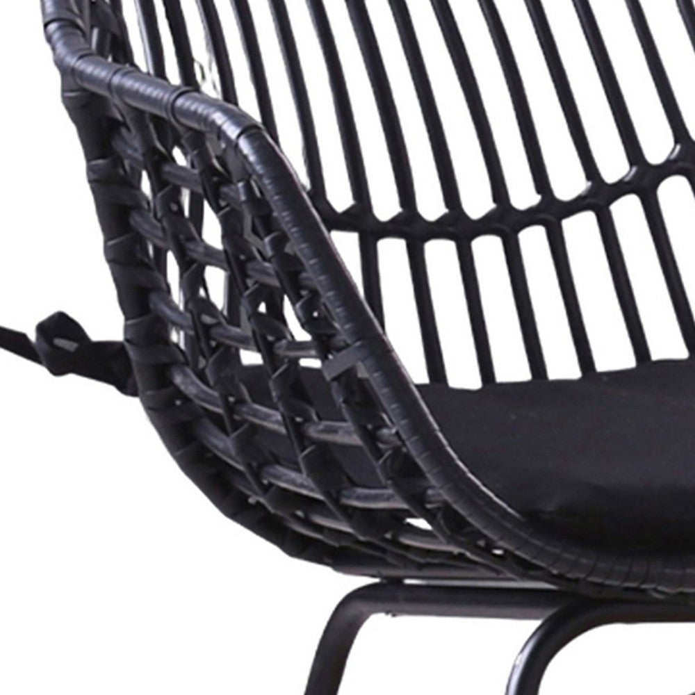 Niya Patio Chair Set of 2, Polyester, Black Steel, Outdoor Rattan Wicker By Casagear Home