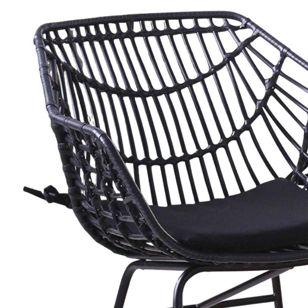 Niya Patio Chair Set of 2 Polyester Black Steel Outdoor Rattan Wicker By Casagear Home BM319857