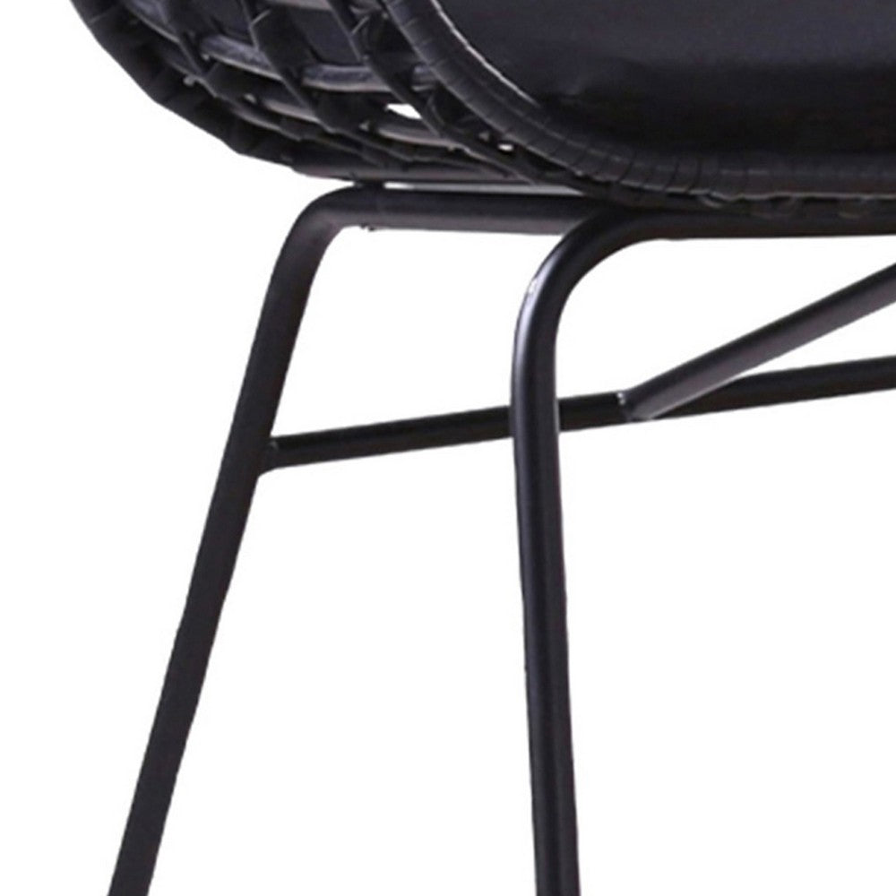 Niya Patio Chair Set of 2, Polyester, Black Steel, Outdoor Rattan Wicker By Casagear Home