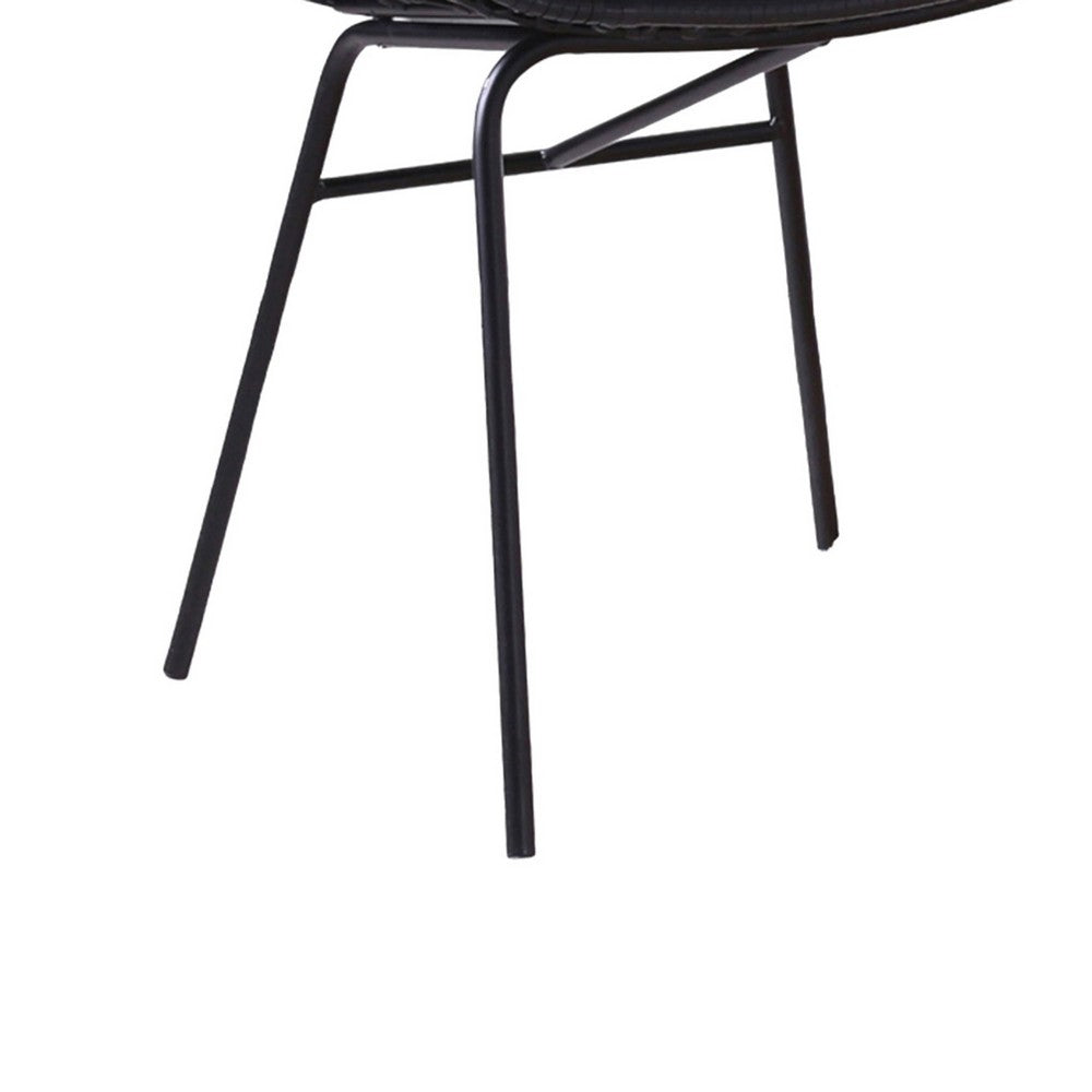 Niya Patio Chair Set of 2, Polyester, Black Steel, Outdoor Rattan Wicker By Casagear Home