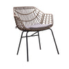 Niya Patio Chair Set of 2, Black Steel, Gray, Brown Outdoor Rattan Wicker By Casagear Home