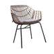Niya Patio Chair Set of 2, Black Steel, Gray, Brown Outdoor Rattan Wicker By Casagear Home