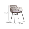 Niya Patio Chair Set of 2, Black Steel, Gray, Brown Outdoor Rattan Wicker By Casagear Home