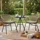 Niya Patio Chair Set of 2, Black Steel, Gray, Brown Outdoor Rattan Wicker By Casagear Home