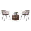 Zyan 3pc Outdoor Set, 2 Accent Chairs with Table, Black Steel, Gray, Rattan By Casagear Home