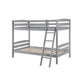 Hina Twin Bunk Bed Angled Ladder Sturdy Slat Design Gray Solid Wood By Casagear Home BM319861