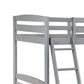 Hina Twin Bunk Bed Angled Ladder Sturdy Slat Design Gray Solid Wood By Casagear Home BM319861