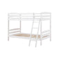 Hina Twin Bunk Bed Angled Ladder Sturdy Slat Design White Solid Wood By Casagear Home BM319862