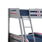 Emily Twin Over Full Bunk Bed with Ladder 2 Drawers Gray Solid Wood By Casagear Home BM319865