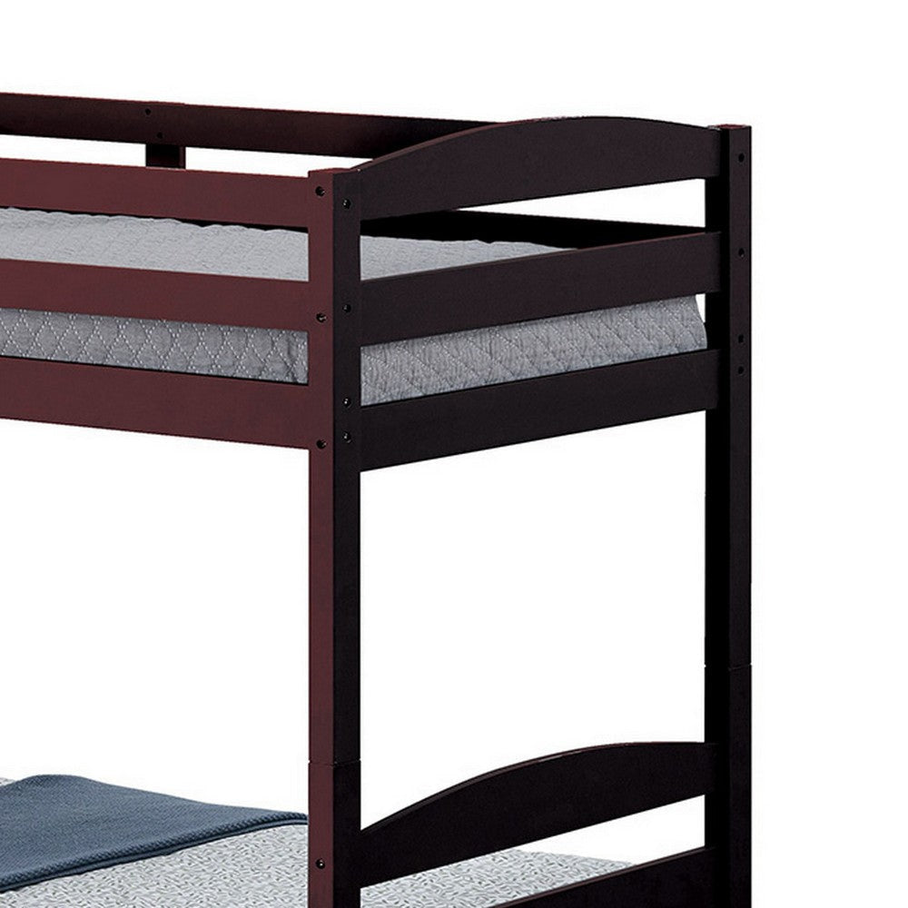 Sifa Twin Bunk Bed Convenient Ladder Arch Slat Design Espresso Brown By Casagear Home BM319869