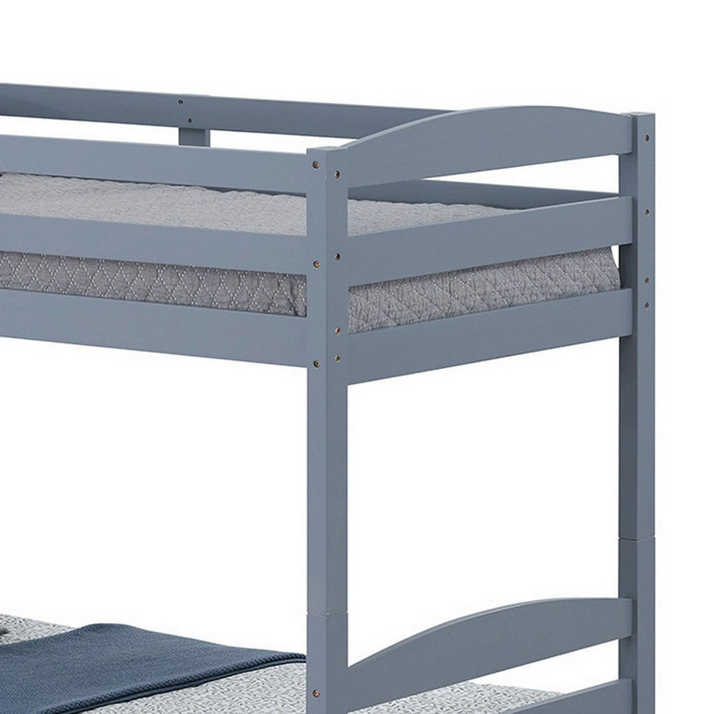 Sifa Twin Bunk Bed Convenient Ladder Arch Slat Design Gray Solid Wood By Casagear Home BM319870