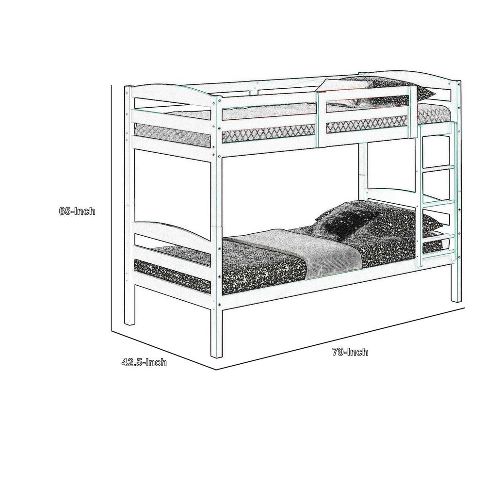 Sifa Twin Bunk Bed Convenient Ladder Arch Slat Design White Solid Wood By Casagear Home BM319871