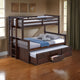 Veran Twin Over Full Bunk Bed Trundle and 3 Drawers Dark Brown Solid Wood By Casagear Home BM319872