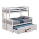 Veran Twin Over Full Bunk Bed, Trundle and 3 Drawers, White Solid Wood By Casagear Home