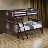 Ricky Twin Over Full Bunk Bed Angled Ladder Dark Brown Solid Hardwood By Casagear Home BM319875