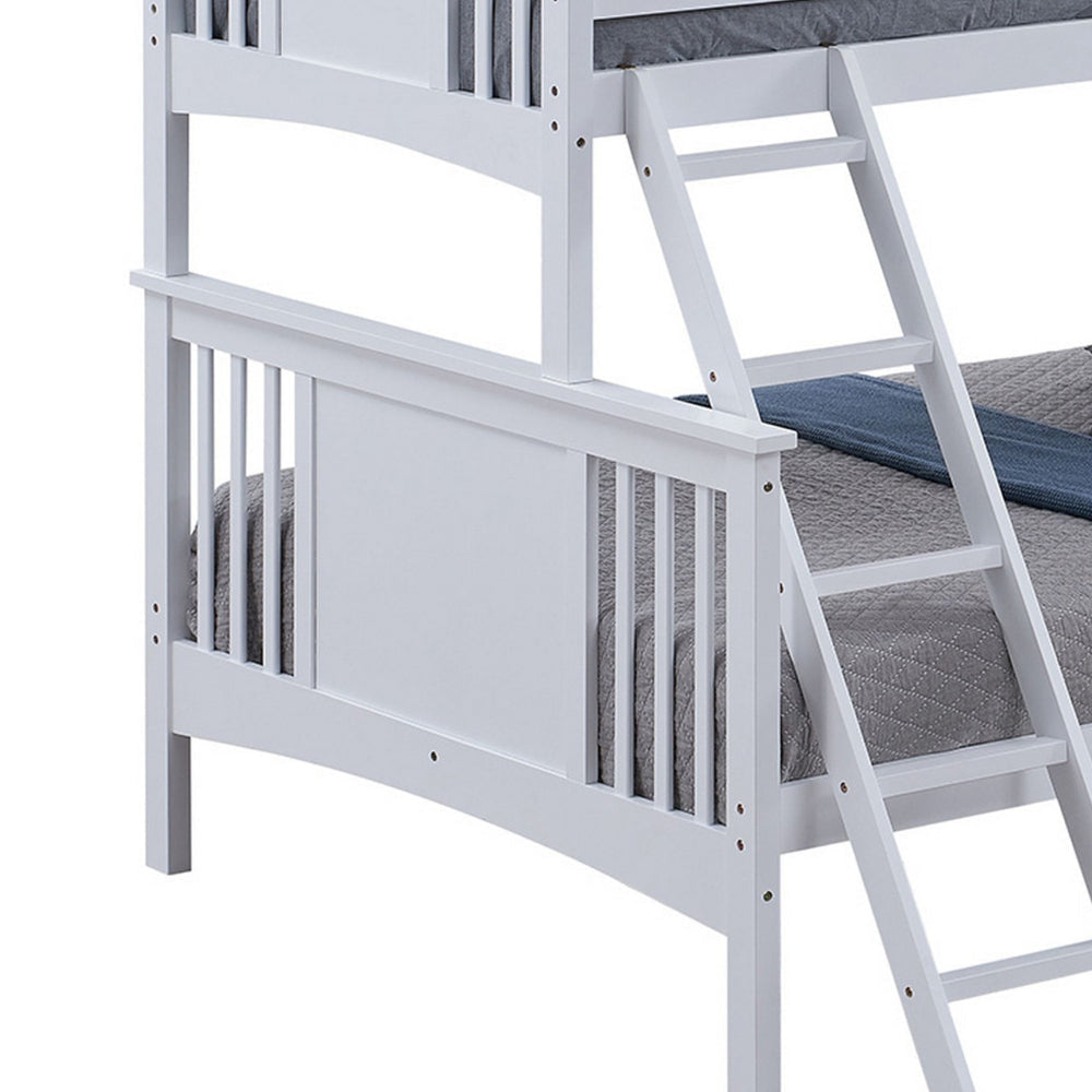 Ricky Twin Over Full Bunk Bed Angled Ladder Classic White Solid Hardwood By Casagear Home BM319877