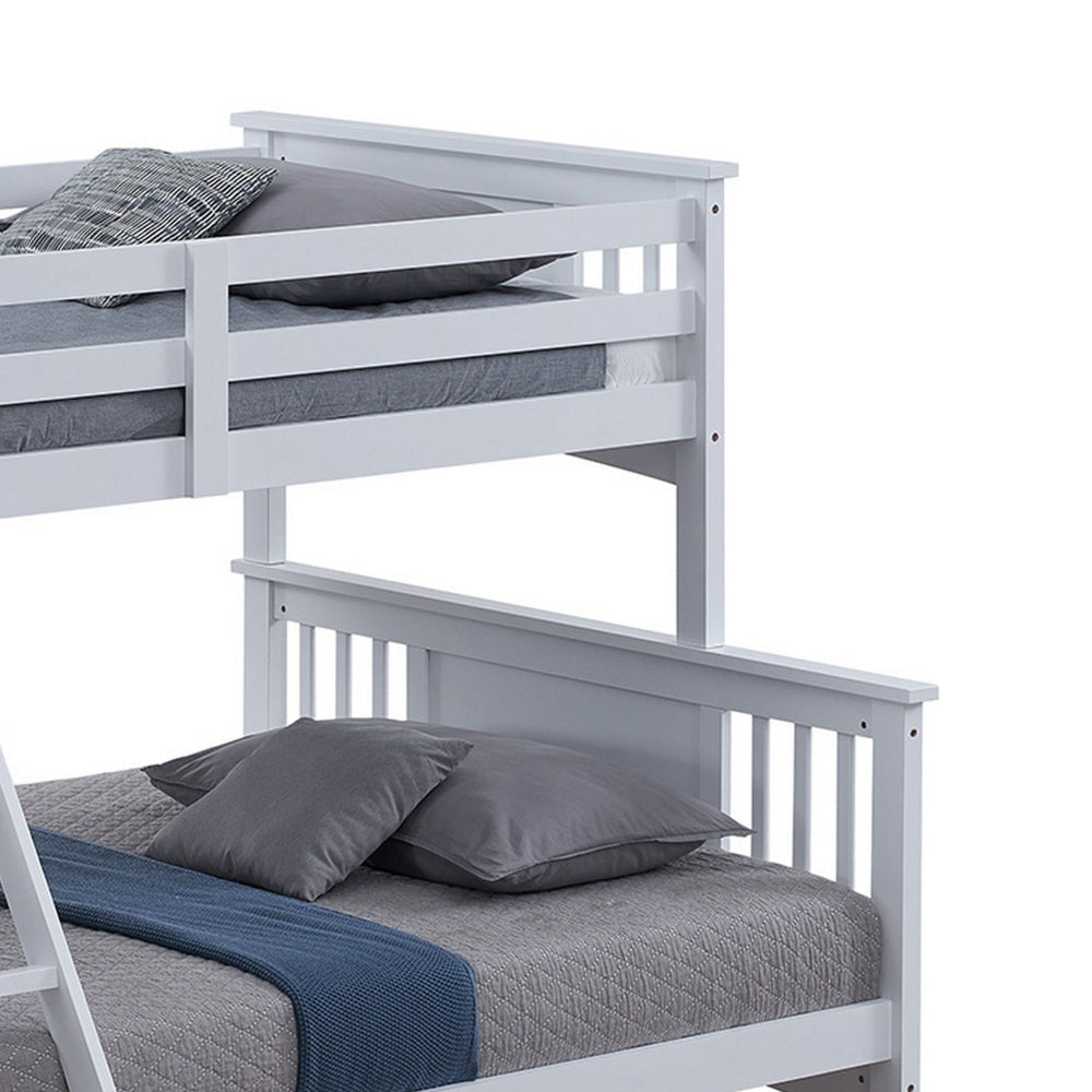 Ricky Twin Over Full Bunk Bed Angled Ladder Classic White Solid Hardwood By Casagear Home BM319877