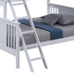 Ricky Twin Over Full Bunk Bed Angled Ladder Classic White Solid Hardwood By Casagear Home BM319877