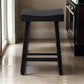 Bianca Counter Stool Set of 2 Saddle Seat Farmhouses Black Solid Wood By Casagear Home BM319878