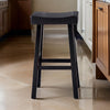 Bianca Barstool Set of 2, Saddle Seat, Farmhouses Style Black Solid Wood By Casagear Home