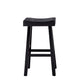 Bianca Barstool Set of 2, Saddle Seat, Farmhouses Style Black Solid Wood By Casagear Home