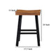 Bianca Counter Stool Set of 2 Light Brown Saddle Seat Black Solid Wood By Casagear Home BM319880