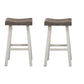 Bianca Counter Stool Set of 2, Dark Gray Saddle Seat, White Solid Wood By Casagear Home