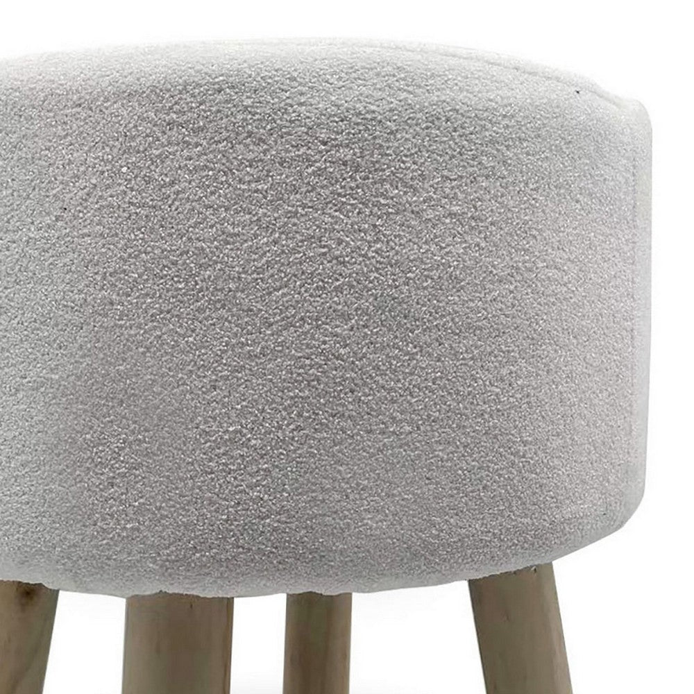 Ginni Footstool Ottoman Set of 2 White Polyester Soft Seat Wood Legs By Casagear Home BM319888