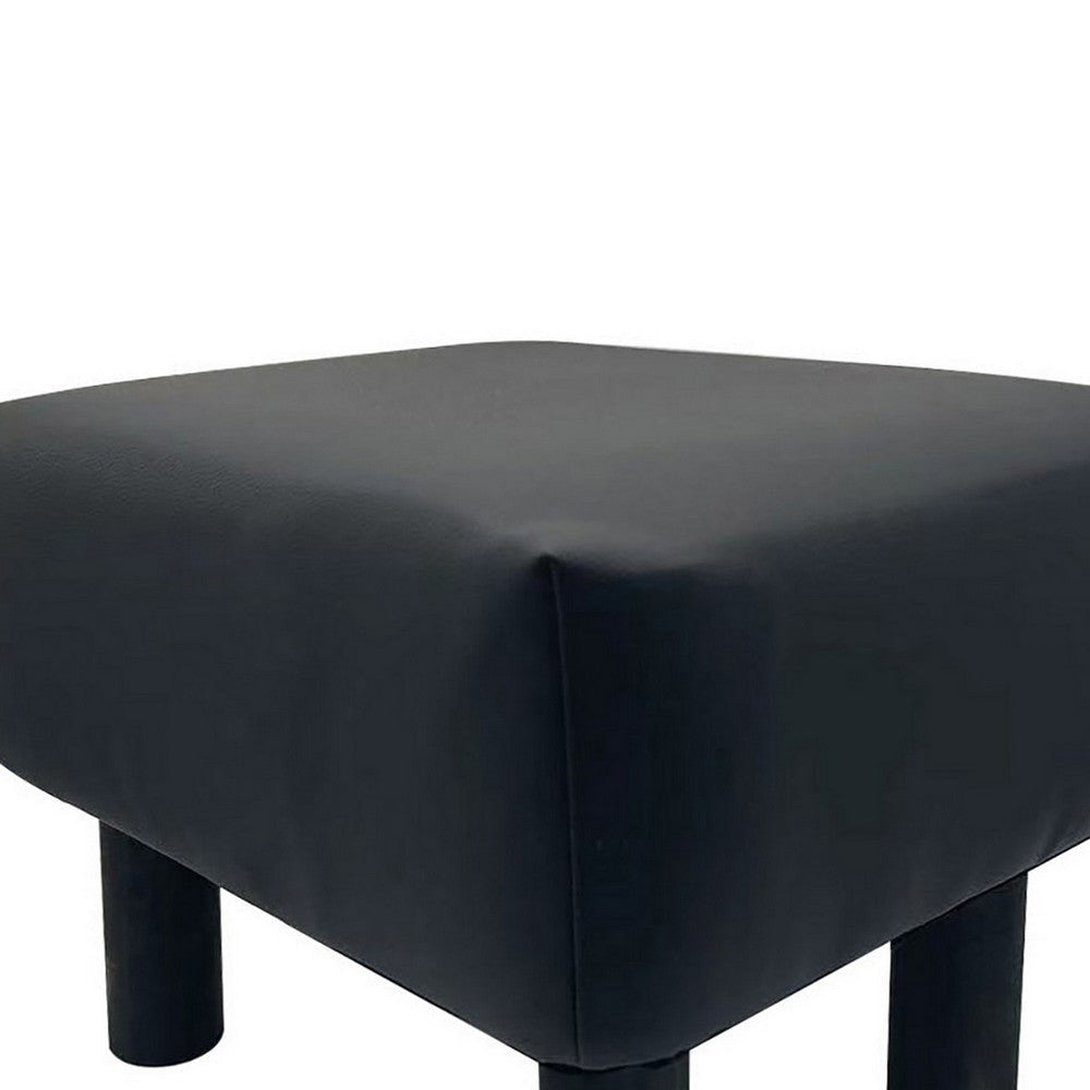 Ginni Footstool Ottoman Set of 2 Black Faux Leather Soft Seat Wood Legs By Casagear Home BM319889