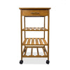 Harry Kitchen Bar Cart, 1 Drawer, 3 Shelves, Brown Bamboo, Rolling Wheels By Casagear Home