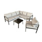 Risha 4pc Outdoor Sectional Sofa Set, 1 Table, 1 Chair, White Fabric, Black By Casagear Home