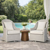Tomo Outdoor Swivel Chair, Wingback Design, White Fabric, Wicker Rattan By Casagear Home