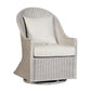 Tomo Outdoor Swivel Chair, Wingback Design, White Fabric, Wicker Rattan By Casagear Home