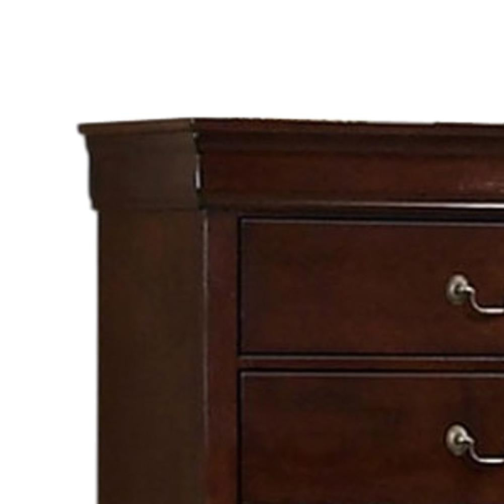 Ryla Tall Dresser Chest 5 Drawers Metal Handles Cherry Brown Solid Wood