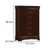 Ryla Tall Dresser Chest 5 Drawers Metal Handles Cherry Brown Solid Wood