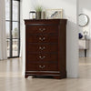 Ryla Tall Dresser Chest 5 Drawers Metal Handles Cherry Brown Solid Wood
