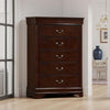Ryla Tall Dresser Chest 5 Drawers Metal Handles Cherry Brown Solid Wood