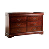 Ryla Wide Dresser, 6 Drawers, Bronze Metal Handles, Cherry Brown Solid Wood By Casagear Home