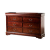 Ryla Wide Dresser, 6 Drawers, Bronze Metal Handles, Cherry Brown Solid Wood By Casagear Home