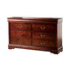 Ryla Wide Dresser, 6 Drawers, Bronze Metal Handles, Cherry Brown Solid Wood By Casagear Home