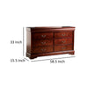 Ryla Wide Dresser 6 Drawers Bronze Metal Handles Cherry Brown Solid Wood By Casagear Home BM319903