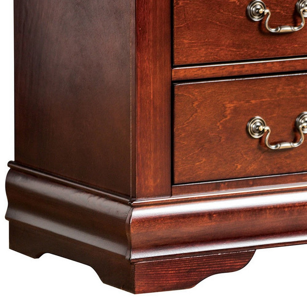 Ryla Nightstand 2 Drawers Bronze Cherry Brown Solid Wood by Casagear Home BM319904